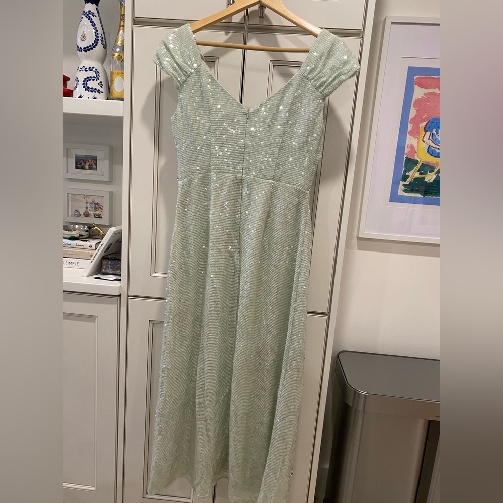 Erdem Mint Green Sequin & Embellished Dress - Picture 5 of 6